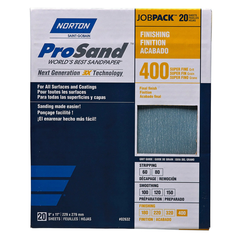 ProSand 3X Sanding Sheets - 9" x 11" - Grit:400 Grit - Pieces:20-Piece